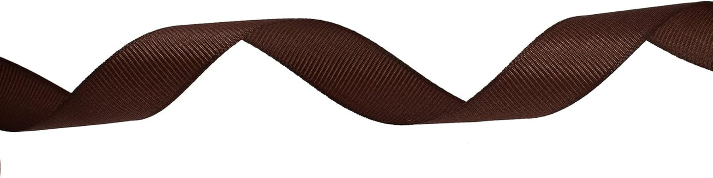 Solid Grosgrain Ribbon 25 Yard Each Roll 100% Polyester Woven Edge (3/4", Coffee)