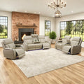 Power Recliner Set with LED Lights, Quilted Air Leather Reclining Set with USB by Unknown