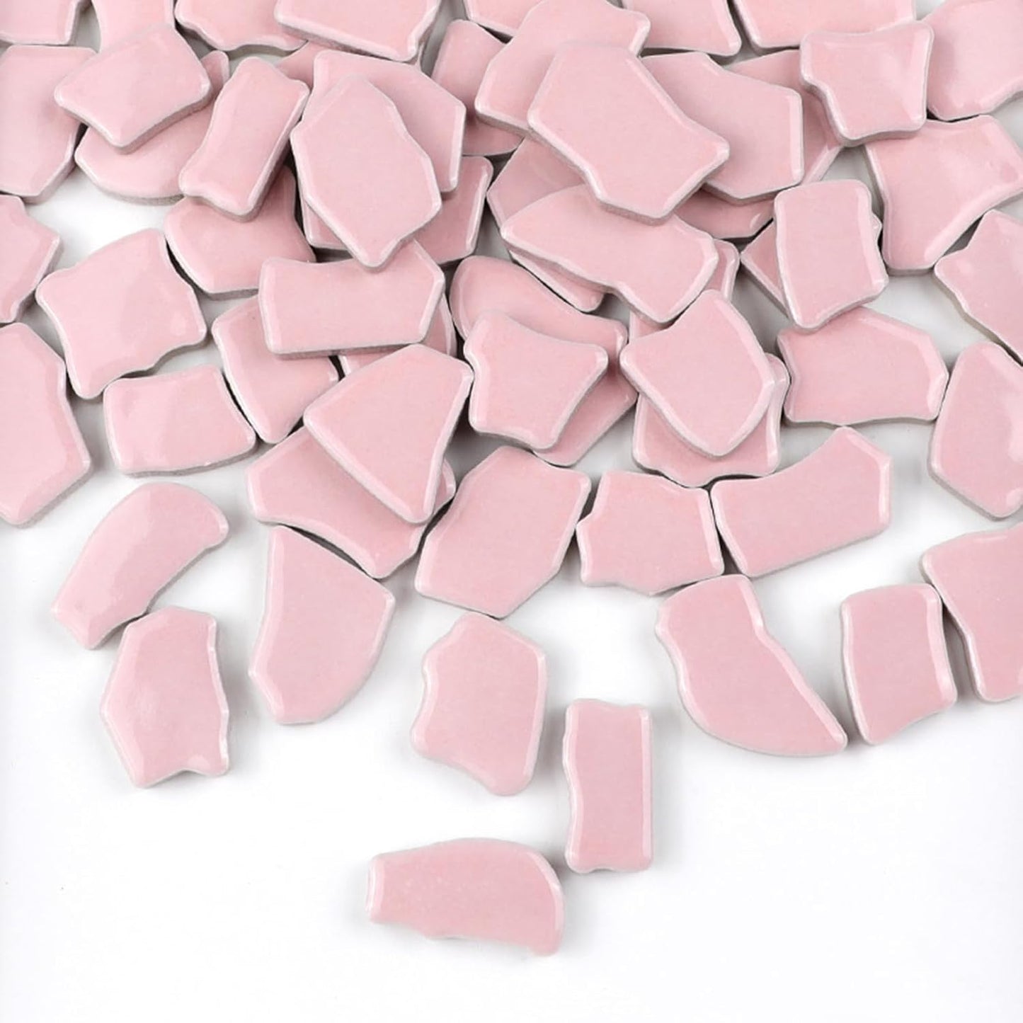 0.78"-1.57" Irregular Ceramics Mosaic Tiles,1.1LB Mosaic Pieces Stones for Home Decoration DIY Craft Plates Flowerpots Vases Cups Mosaic Making Supplies (Pink)