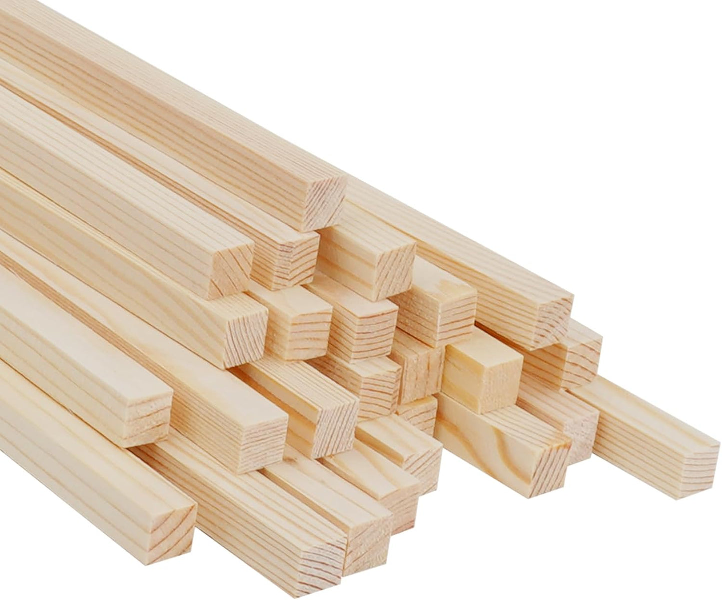 Square Wooden Dowel Rods Wood Dowels for Crafting 3/8" x 12", 25 PCS Square Wood Sticks for Crafts, Unfinished Pine Hardwood Sticks for Woodworking Models Making Dollhouses Miniatures