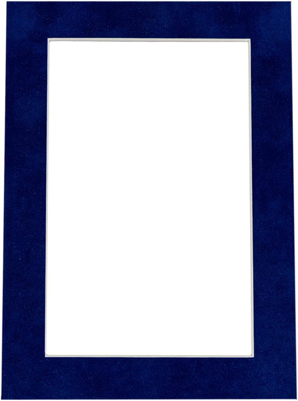 8x10 Mat Bevel Cut for 6x8 Photos - Acid Free Brooke Blue Suede Precut Matboard With Backing Board and Crystal Clear, Self Seal Photo Mat Bag - For Pictures, Photos, Framing - 4-ply Thickness