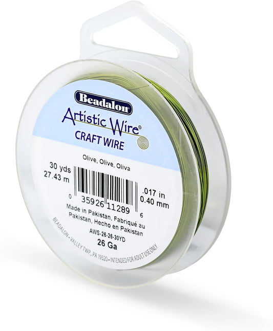 Artistic Wire, 26 Gauge Tarnish Resistant Colored Copper Craft Wire, Olive, 30 yd