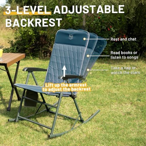 Timber Ridge 3-Level Adjustable Rocking Camping Chair, Ergonomic Padded High - Image 4