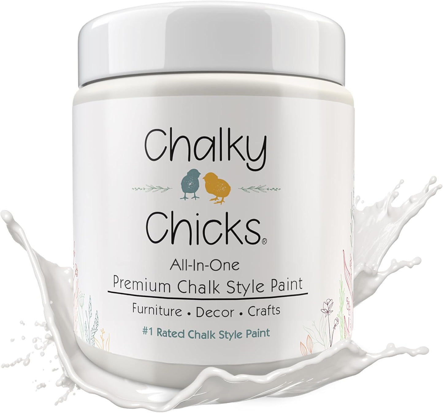 Chalky Chicks All-in-One Chalk Paint for Furniture or Cabinet - 16 Fl Oz - Matte Finish Aged Burlap White for Metal, Wood Furniture Paint - No Sanding All-in-One for Home Decor & Crafts, USA Made