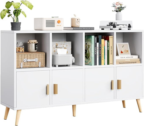 8-Cube Storage Organizer with Doors & 5 Solid Wood Legs, Mid-Century Modern by Flrrtenv