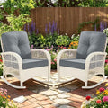 MEETWARM Outdoor Wicker Rocking Chairs Set of 2, Rattan Patio Rocker Chairs by MEETWARM