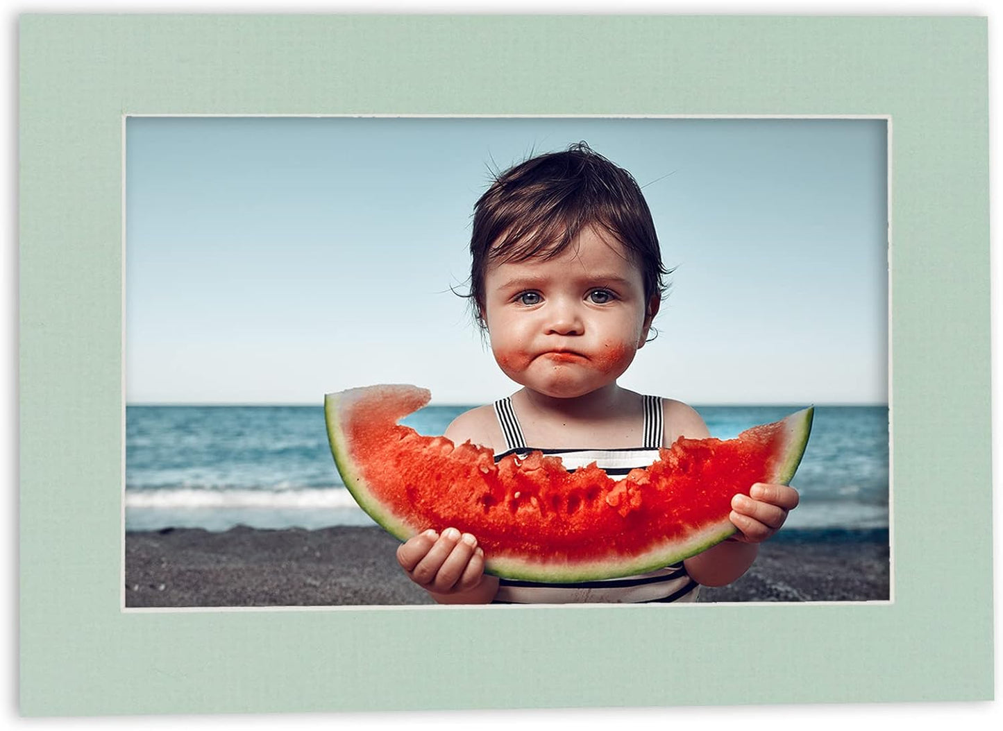 8.5x11 Mat Bevel Cut for 7x9 Photos - Acid Free Honeydew Green Precut Matboard With Backing Board and Crystal Clear, Self Seal Photo Mat Bag - For Pictures, Photos, Framing - 4-ply Thickness