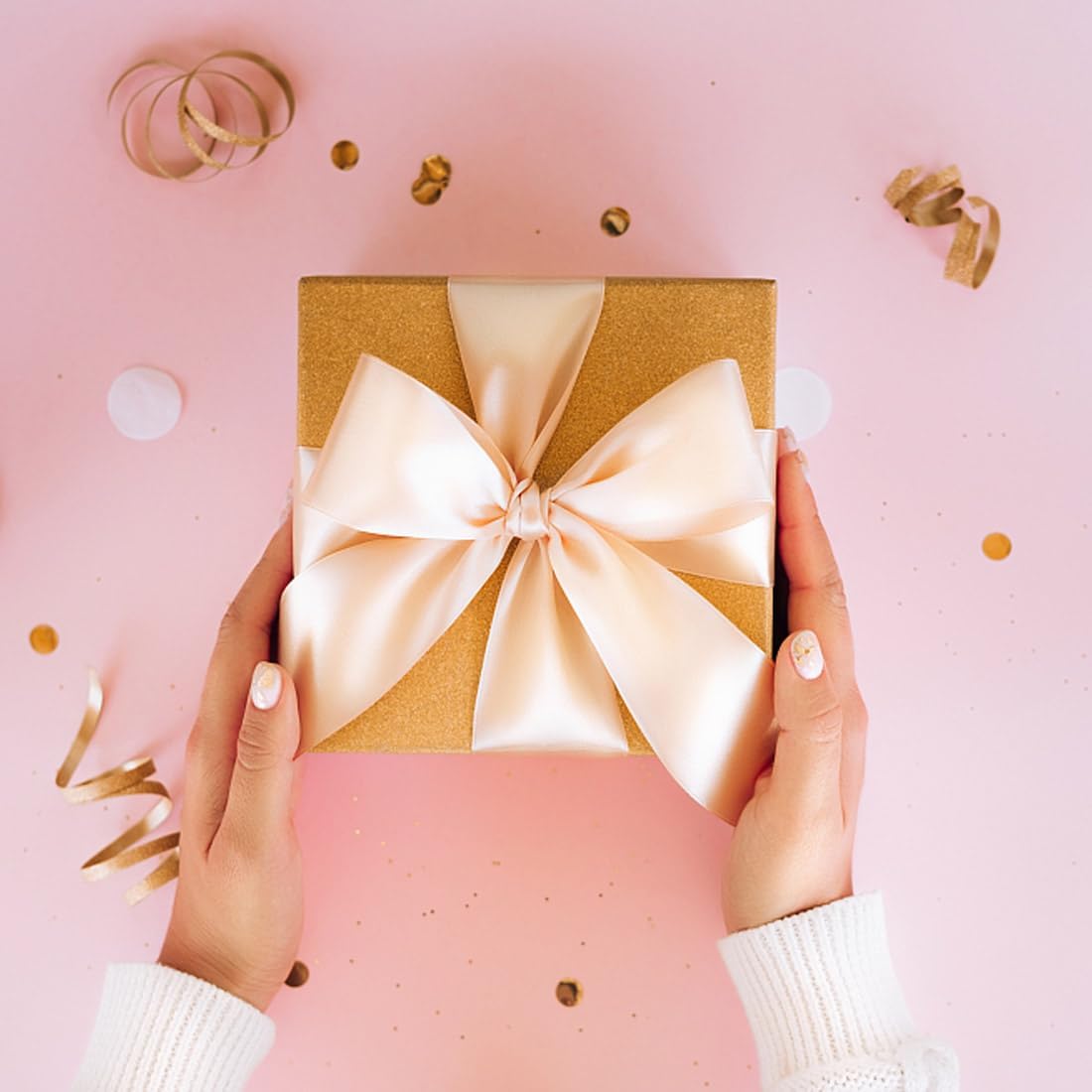 1-1/2" Width x 50 Yards Satin Fabric Ribbon, Light Pink Ribbon Perfect for DIY Bows, Swags, Gift Wrapping, Craft, Flower Bouquet，Christmas and Party Decoration