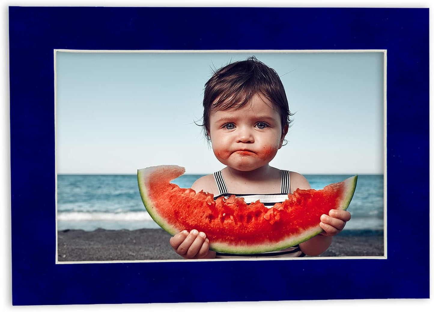 8.5x11 Mat Bevel Cut for 7x9 Photos - Acid Free Royal Blue Suede Precut Matboard - For Pictures, Photos, Framing - 4-ply Thickness