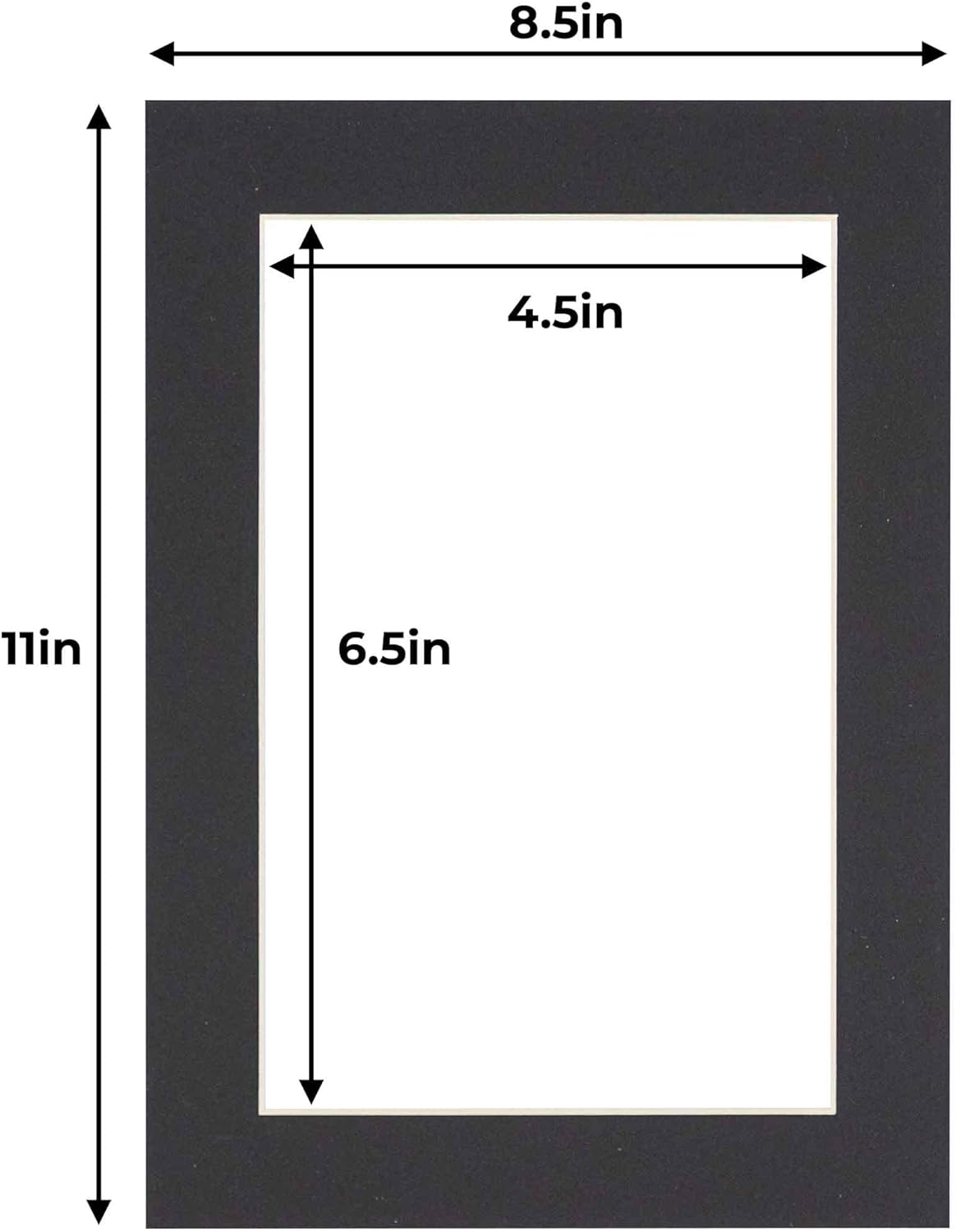 5x7 Mat for 8.5x11 Frame - Precut Mat Board Acid-Free Black 5x7 Photo Matte Made to Fit a 8.5x11 Picture Frame, Premium Matboard for Family Photos, Show Kits, Art, Picture Framing, Pack of 1 Mat