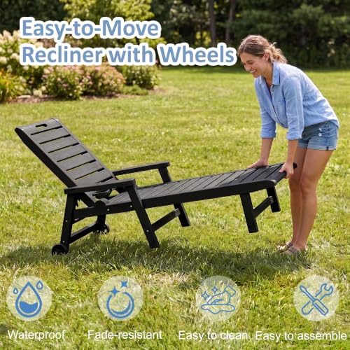 Outdoor Chaise Lounge Chairs, 5-Position Adjustable Backrest, Waterproof - Image 6
