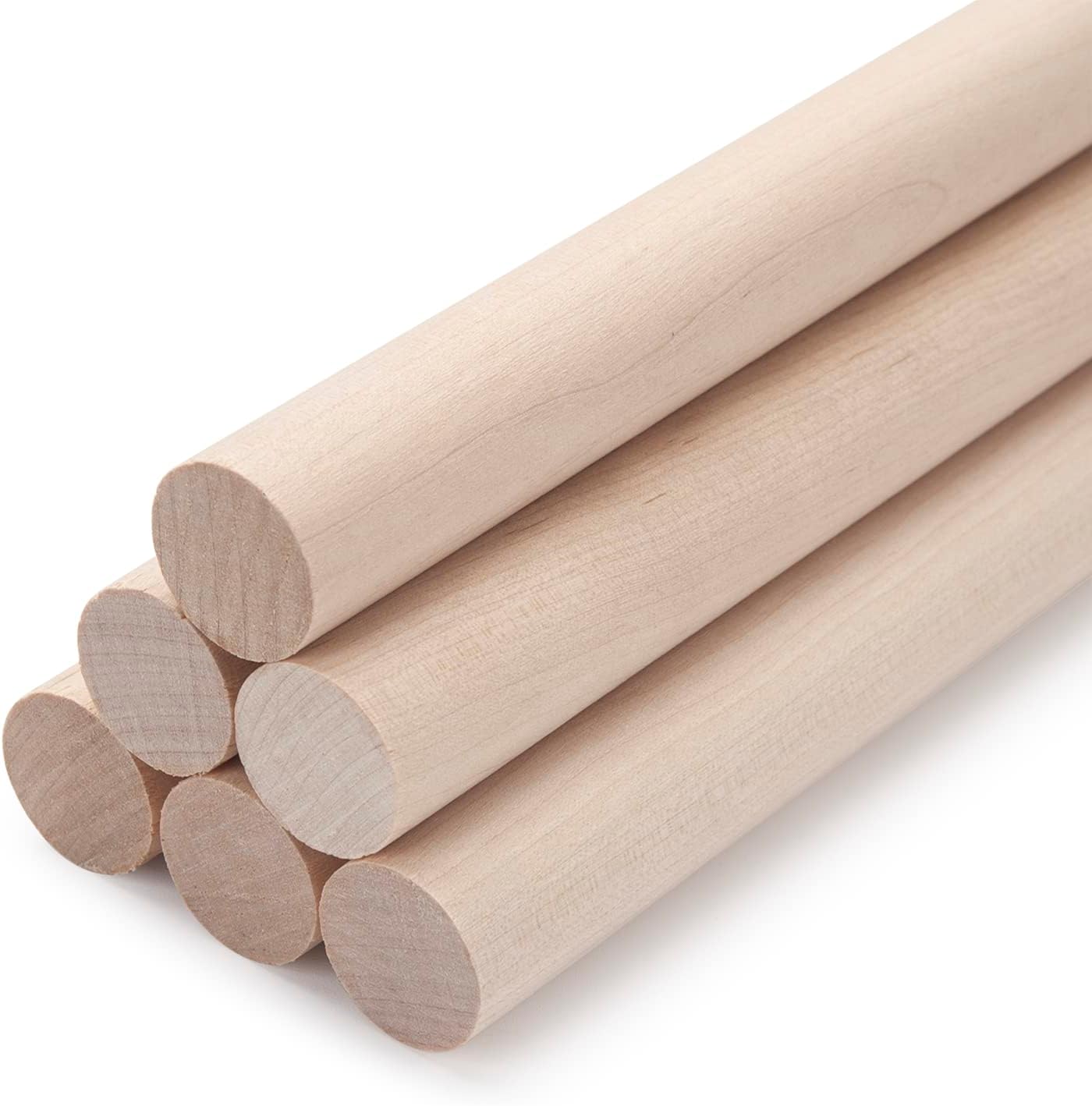 Wooden Dowel Rods Wood Dowels for Crafts, 6 PCS 3/4 x 15 Round Macrame Wooden Sticks for Crafting, Unfinished Hardwood Sticks for Arts and DIYers, Tiered Cake Support, Closets, Wedding Ribbon Wands