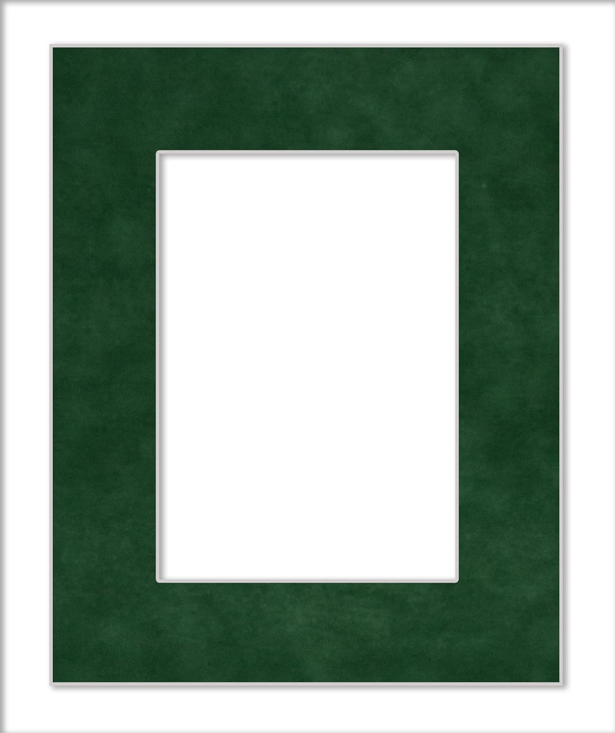 Pack of 25 Acid Free 8x10 Mats Bevel Cut for 6x8 Photos - Green Suede Precut Matboards With Backing Boards and Clear Photo Mat Bags For Pictures, Photos, Framing - 4-ply Thickness