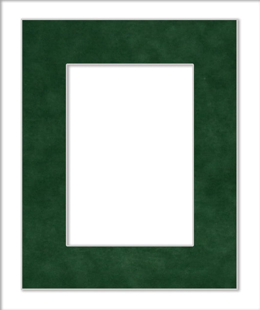 8x10 Mat Bevel Cut for 5.5x8.5 Photos - Acid Free Green Suede Precut Matboard - For Pictures, Photos, Framing - 4-ply Thickness
