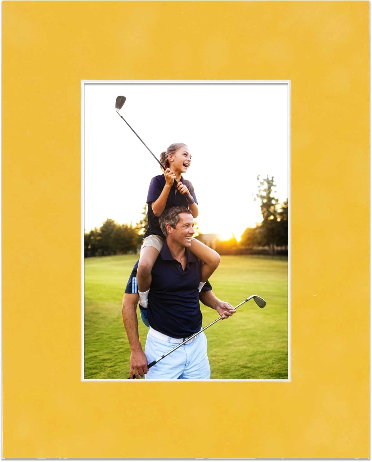 8.5x11 Mat Bevel Cut for 7x9 Photos - Acid Free Sunrise Yellow Suede Precut Matboard - For Pictures, Photos, Framing - 4-ply Thickness