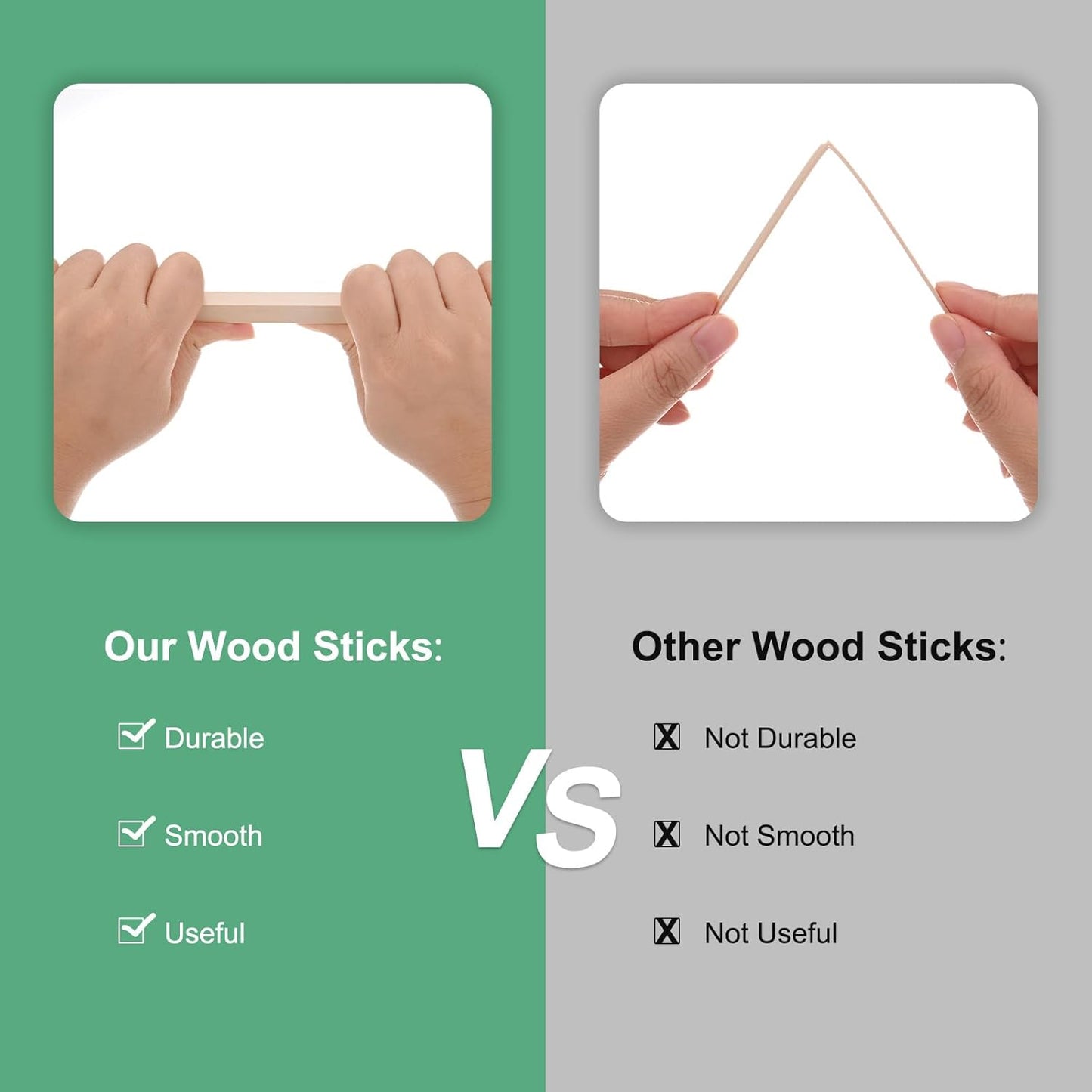 10-Pack Wood Square Dowel Rods, 25/64 x 12 Inch Unfinished Wooden Square Dowel Rod, Hardwood Square Dowel Sticks for Crafts/DIY Projects/Models Making [Wood Color]