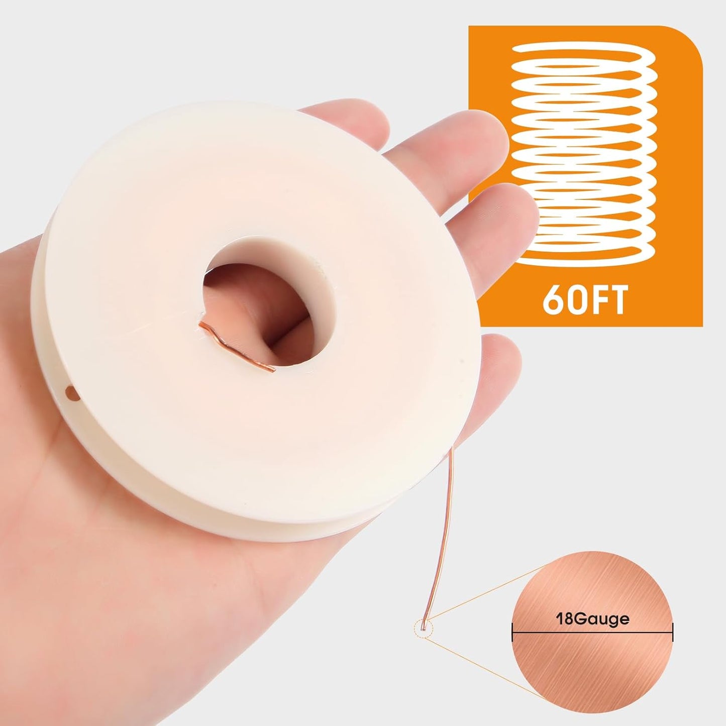 18 Gauge 60 FT 99.9% Pure Soft Copper Wire for Electroculture Gardening, Jewelry Making, Beading, Science Projects (1 PCS)