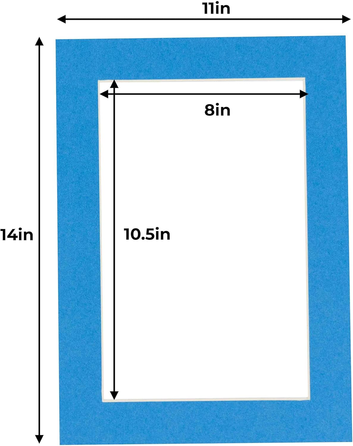 11x14 Mat for 8.5x11 Photo - Precut Bay Blue Picture Matboard for Frames Measuring 11 x 14 Inches - Bevel Cut Matte to Display Art Measuring 8.5 x 11 Inches - Acid Free Pack of 100 MATS