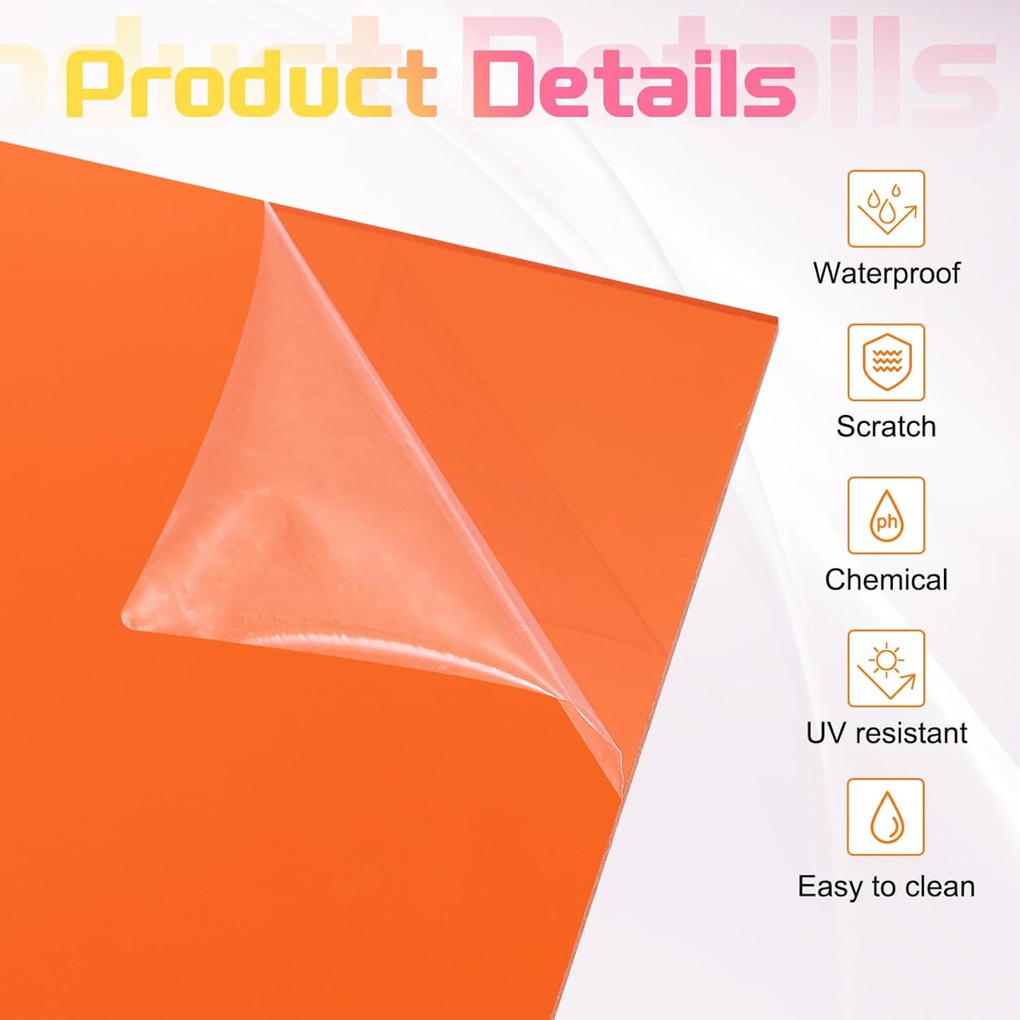 uxcell 3Pcs Acrylic Sheets 12x12 Inch Acrylic Panel 1/8 Inch-3mm Plastic Board for Picture Frames Sign Holders DIY Display Projects Craft, Clear Orange