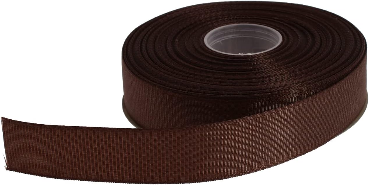 Solid Grosgrain Ribbon 25 Yard Each Roll 100% Polyester Woven Edge (3/4", Coffee)
