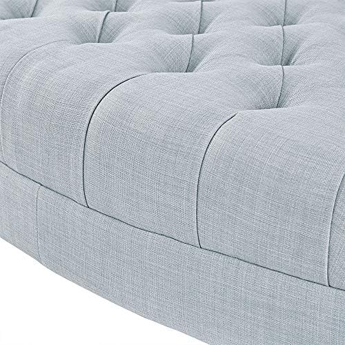 Madison Park Martin Oval Surfboard Tufted Cocktail Ottoman Soft Fabric - Image 6