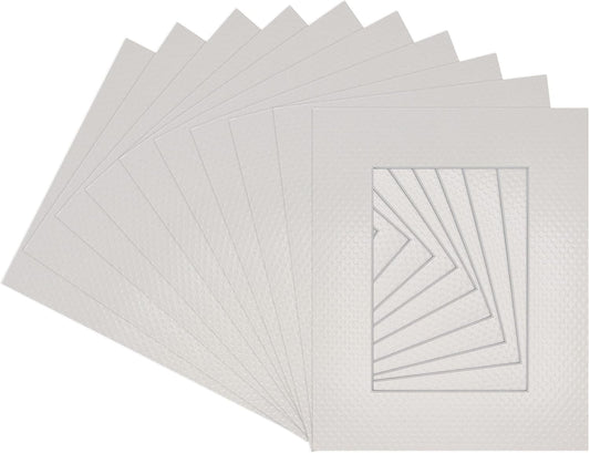 Pack of 25 Acid Free 11x14 Mats Bevel Cut for 8.5x11 Photos - Golf Ball Texture Precut Matboards With Backing Boards and Clear Photo Mat Bags For Pictures, Photos, Framing - 4-ply Thickness