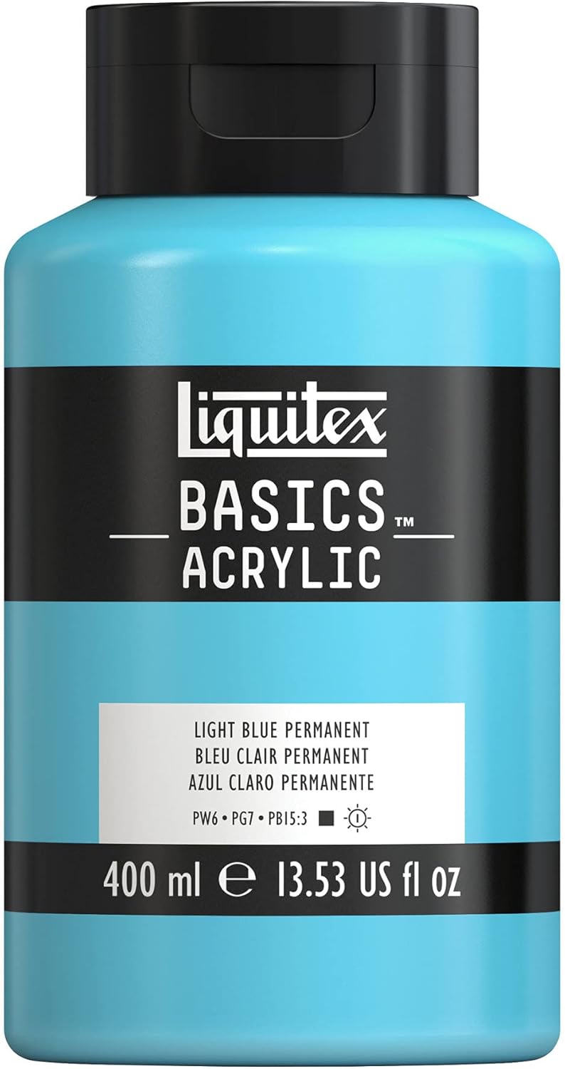 Liquitex BASICS Acrylic Paint, 400ml (13.5-oz) Bottle, Light Blue Permanent