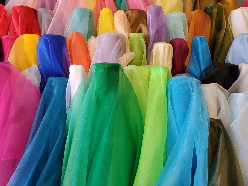 Organza Fabric 10 Yard Bridal Solid Sheer Bolt for Home Décor, Table Décor, Bridal, Fashion, Crafts, Decorations Silky Shiny Organza 44" - (10 Yard, Yellow)
