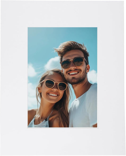 uxcell Picture Mats, 8 x 10 Mat Board Center for 5 x 7 Pictures Acid Free White Core Bevel Cut Frame Mattes with Backing for Display Art Measuring, White