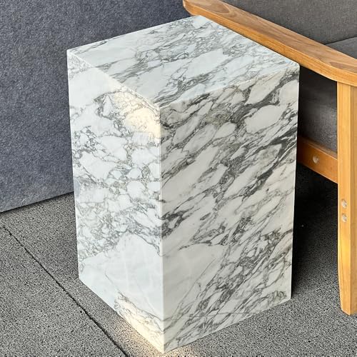 White Marble Side Table, Square End Table, 12 Inch Stone Table - Image 4