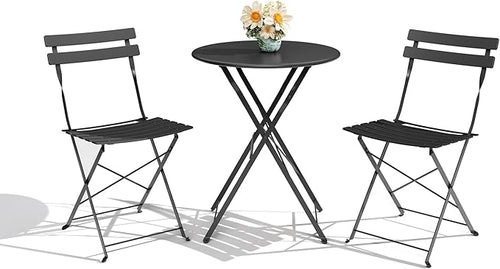 3-Piece Folding Bistro Set, Outdoor Patio Furniture Set by GarveeTech