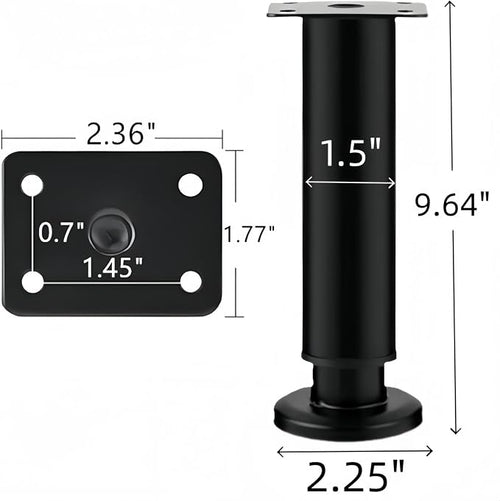 4PCS Adjustable 9.64-16.6 Inch Metal Furniture Legs Black Furniture Replacement - Image 2