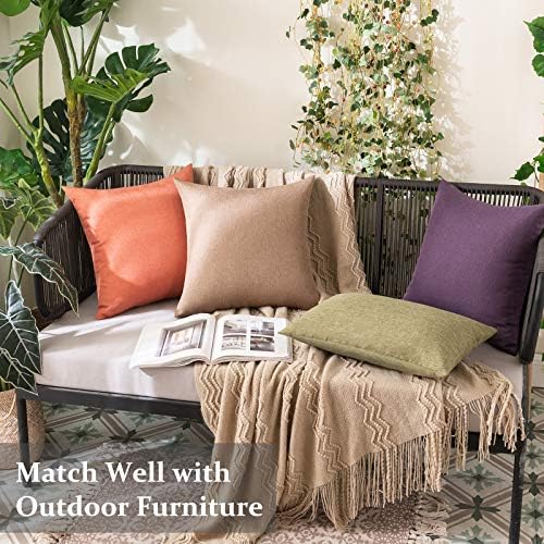 MIULEE Decorative Outdoor Pillow Covers Lumbar Waterproof 12x20 Khaki - Image 5