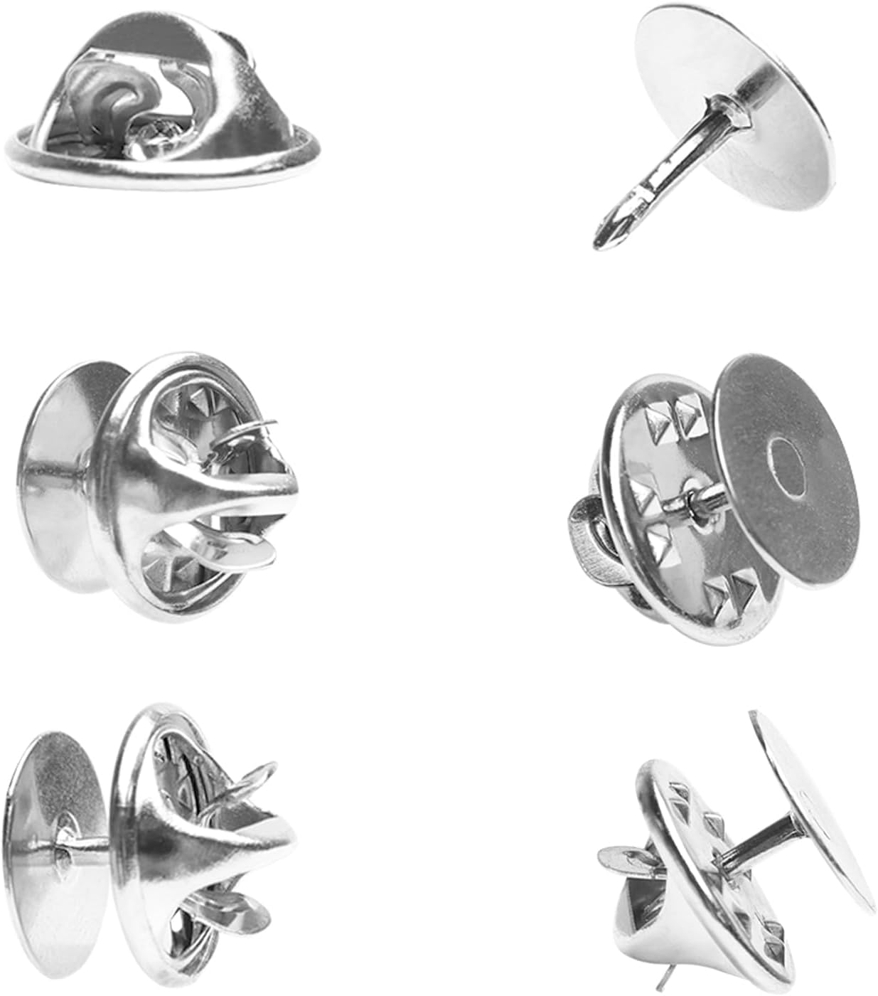 50 Pairs Premium Butterfly Clutch Pin Backs with 8mm Length 10mm Width Blank Pins for DIY Enamel Pins, Jewelry Craft Gifts, or Tie Tack Keeper Replacements (Silver)