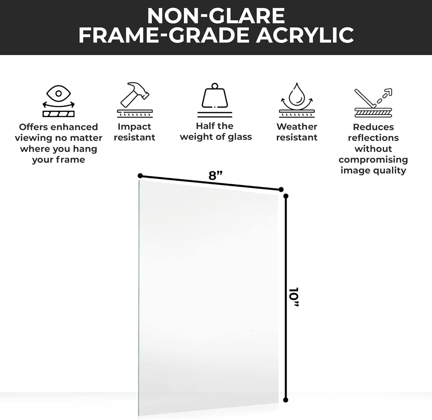 Non-Glare Acrylic Replacement for 7x11 Picture Frame, Replacement Plexiglass for 7x11 Photo Frame, UV-Resistant Non-Glare Acrylic Cover Sheet