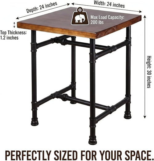 24 Inch Industrial Rustic Iron Pipe Entry Table, End Table, Coffee Table - Image 2