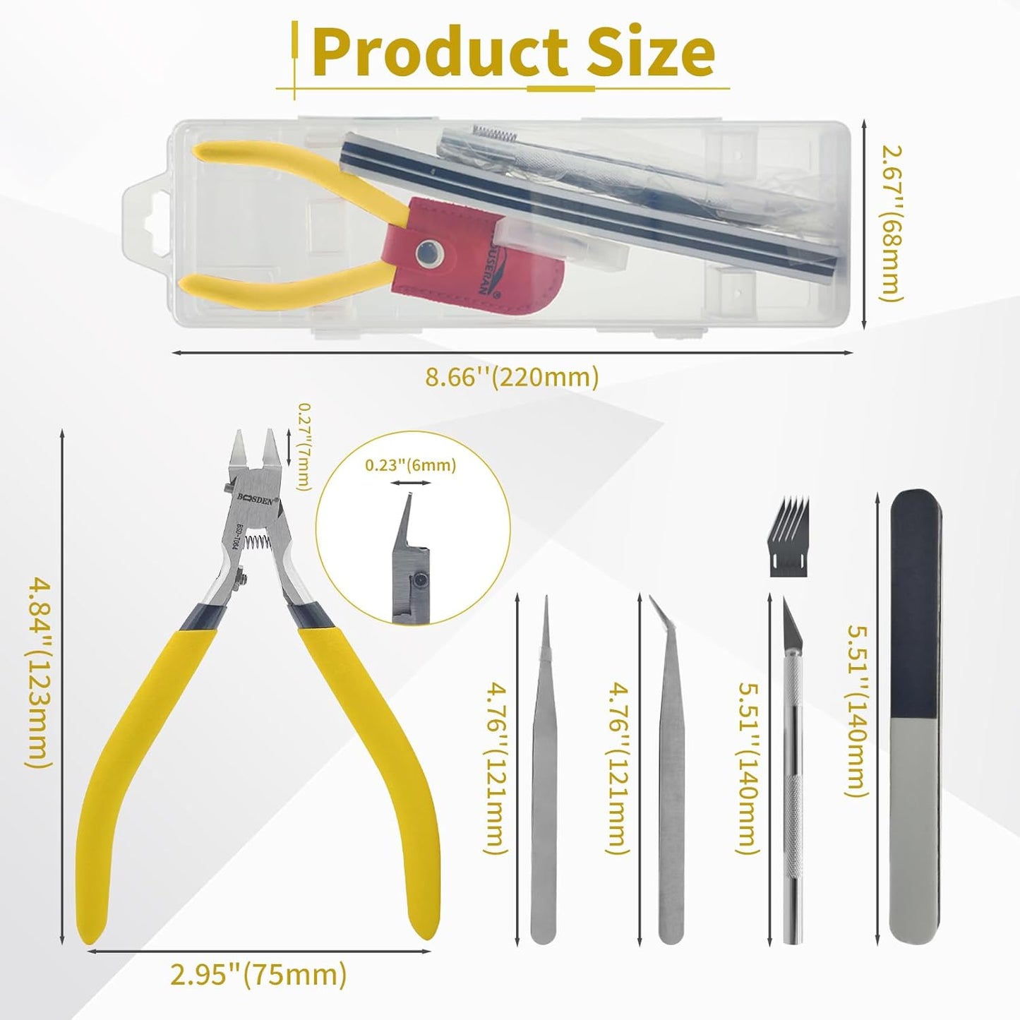 BOOSDEN Model Nippers 9pcs Set, Single Blade Nipper Model Tool Kit, Hobby Clippers for Gundam Gunpla, Thin & Sharp Model Snips, Sprue Cutters for Plastic Models Repairing Building and Fixing