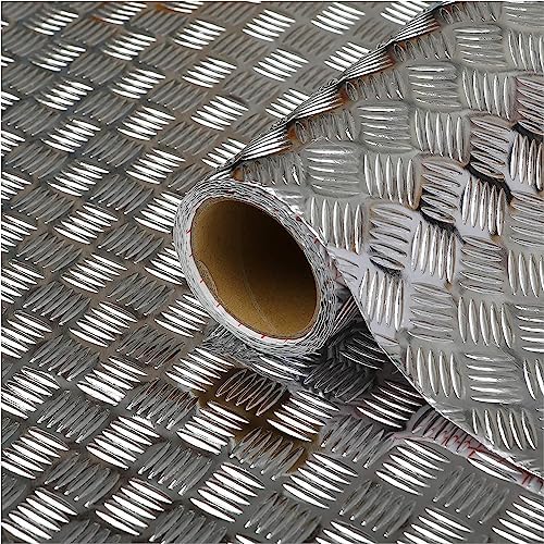 d-c-fix® Sticky Back Plastic Metallic Chequered Plate High Gloss Silver 67.5cm by d-c-fix