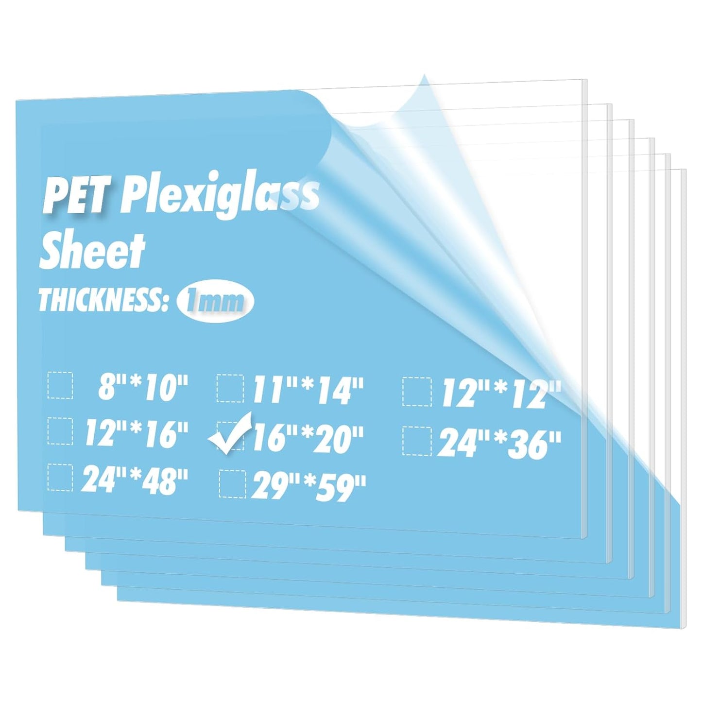 Art3d 5-Pack of 16×20" PET/Plexiglass Sheets, Transparent Clear Flexible Plastic Sheet Panels for Craft, Picture Frames, Sign Blank, DIY Display Project
