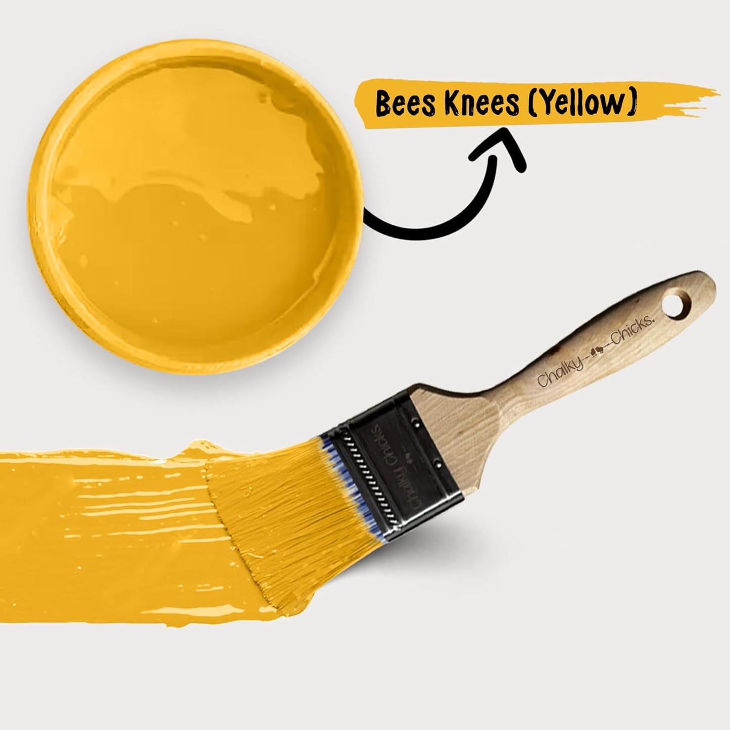 Chalky Chicks All-in-One Chalk Paint for Furniture or Cabinet - 8 Fl Oz - Matte Finish Bees Knees (Yellow) for Metal, Wood Furniture Paint - No Sanding All-in-One for Home Decor & Crafts, USA Made