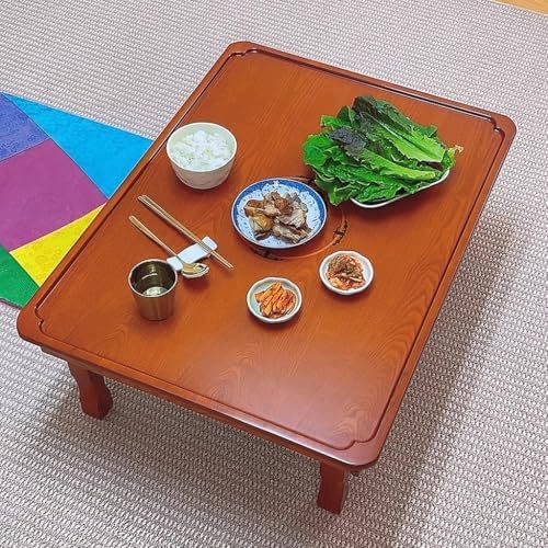 Korean Folding Table, Hand-Painted Low Wooden Dining/Tea Table, Versatile Bay - Image 4