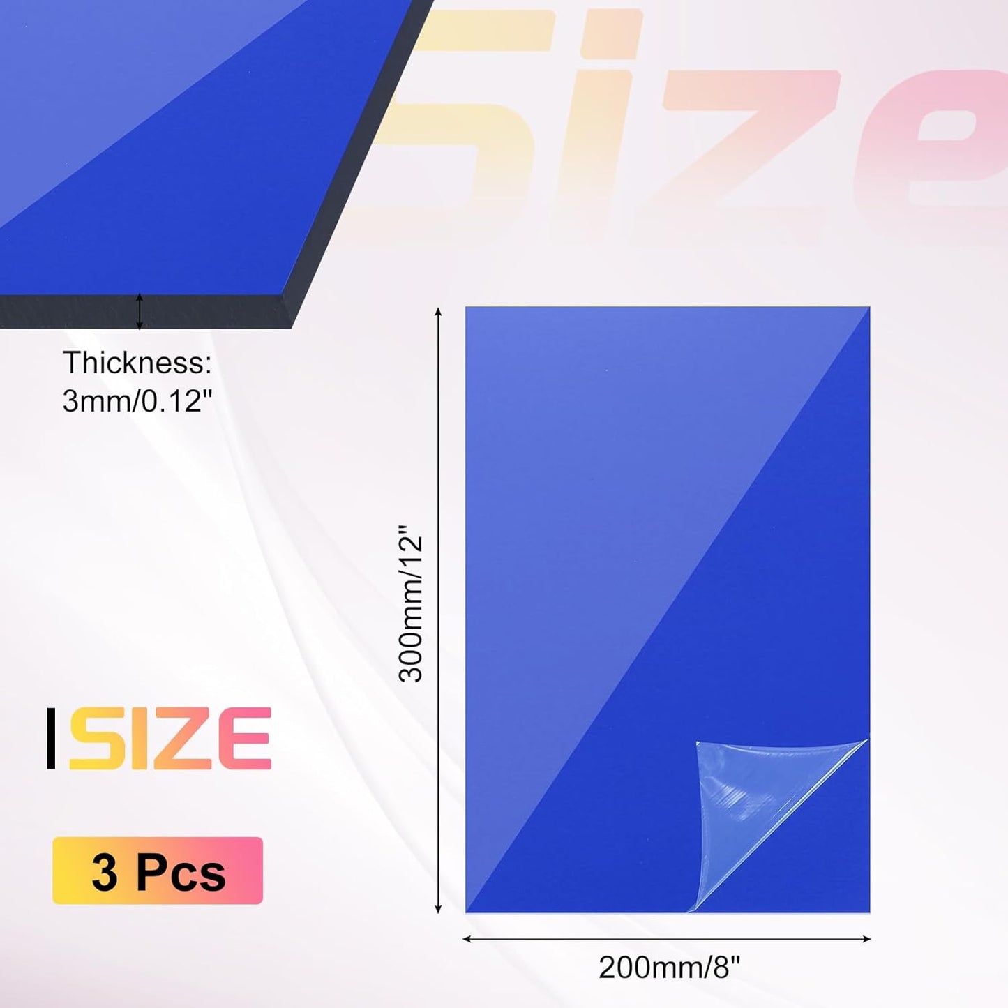 uxcell 3Pcs Acrylic Sheets 12x8 Inch Acrylic Panel 1/8 Inch-3mm Plastic Board for Picture Frames Sign Holders DIY Display Projects Craft, Clear Blue