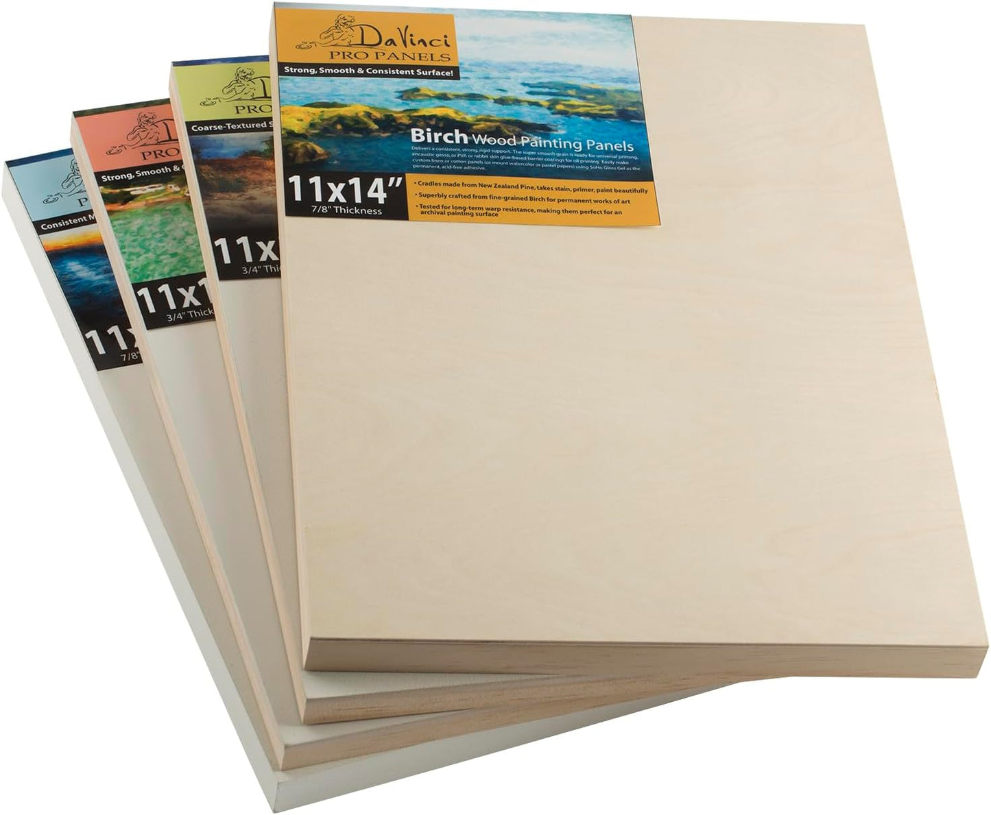 Da Vinci Pro Ultra Smooth Wood Canvas Gesso Board - 3/4" Deep, 16x20 Single White Acrylic Polymer Gesso Panels for Painting Fine Portraits and Ultra Fine Detail Illustrations and Artwork