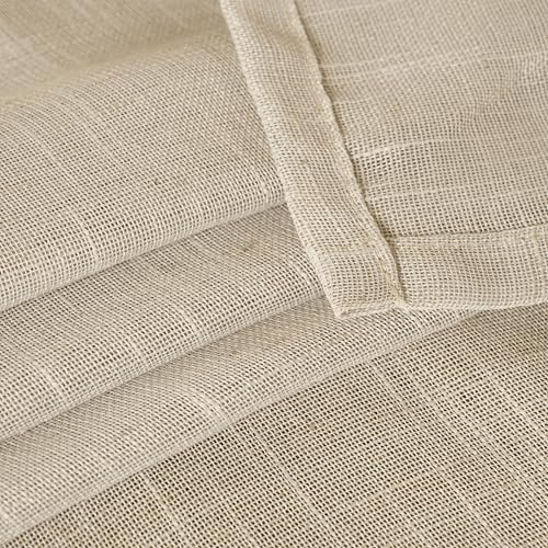 YoungsTex Oatmeal Linen Semi Sheer Curtains 34X48 Inch Long 2 Panels Set - Image 6