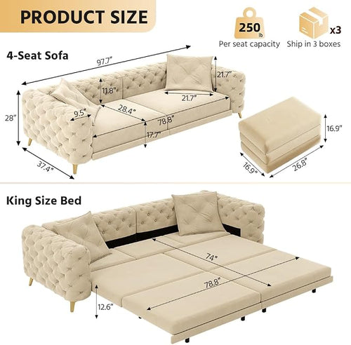 97.7" Convertible Queen Sleeper Sofa - Image 2