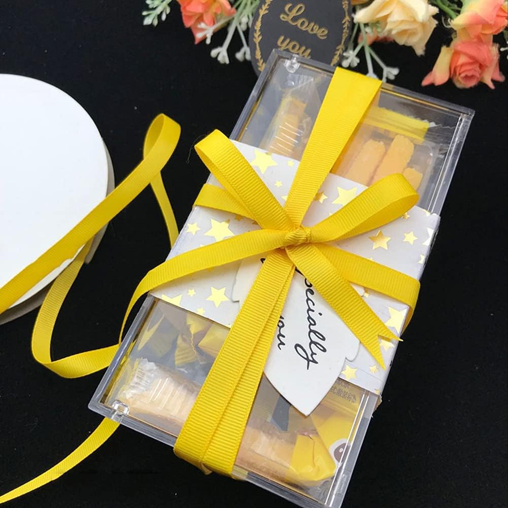 LIUYAXI 1" X 50 Yards Solid Yellow Grosgrain Ribbon, Perfect for Crafts, Wedding Decor, DIY Hair Accessories, Sewing, Gift Package Wrapping and More