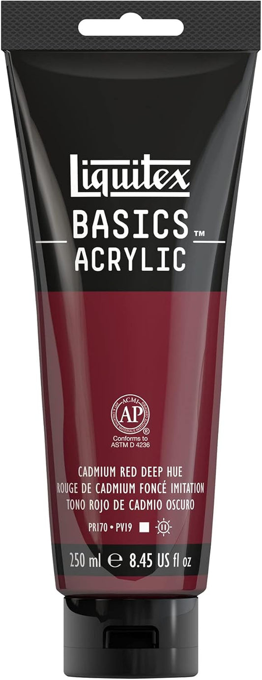 Liquitex BASICS Acrylic Paint, 250ml (8.5-oz) Tube, Cadmium Red Deep Hue