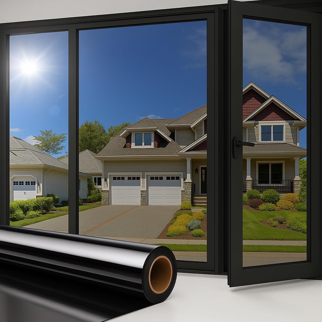 Rockrose Professional Blackout Home Window Tint Film - Sun Blocking Privacy Cover for Home Offices - Room Darkening Sun Light Blocker - 36 in X 100FT - Total Blackout