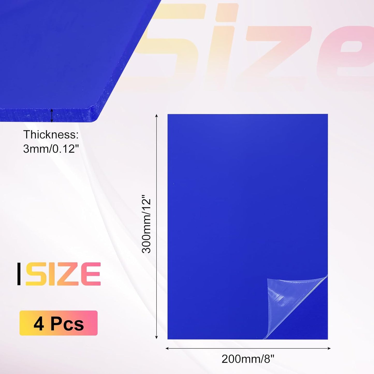 uxcell 4Pcs Acrylic Sheets 12x8 Inch Acrylic Panel 1/8 Inch-3mm Plastic Board for Picture Frames Sign Holders DIY Display Projects Craft, Dark Blue