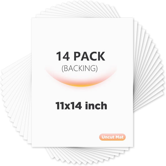 Egofine 14 Pack Mat Board, 11x14 Backing Board, Acid Free White Uncut Mat Board for Photos, Pictures, Frames, Artworks and Paints